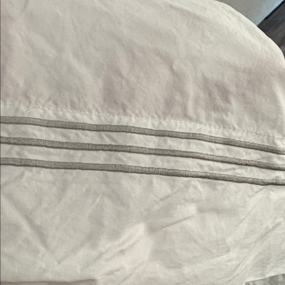 2 Pottery Barn White KING Pillowcases with Embroidered Silver Stripes - Picture 5 of 5